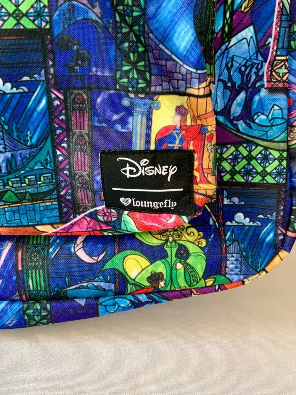 LIKE NEW! Disney Loungefly Beauty and the Beast Stained Glass Backpack